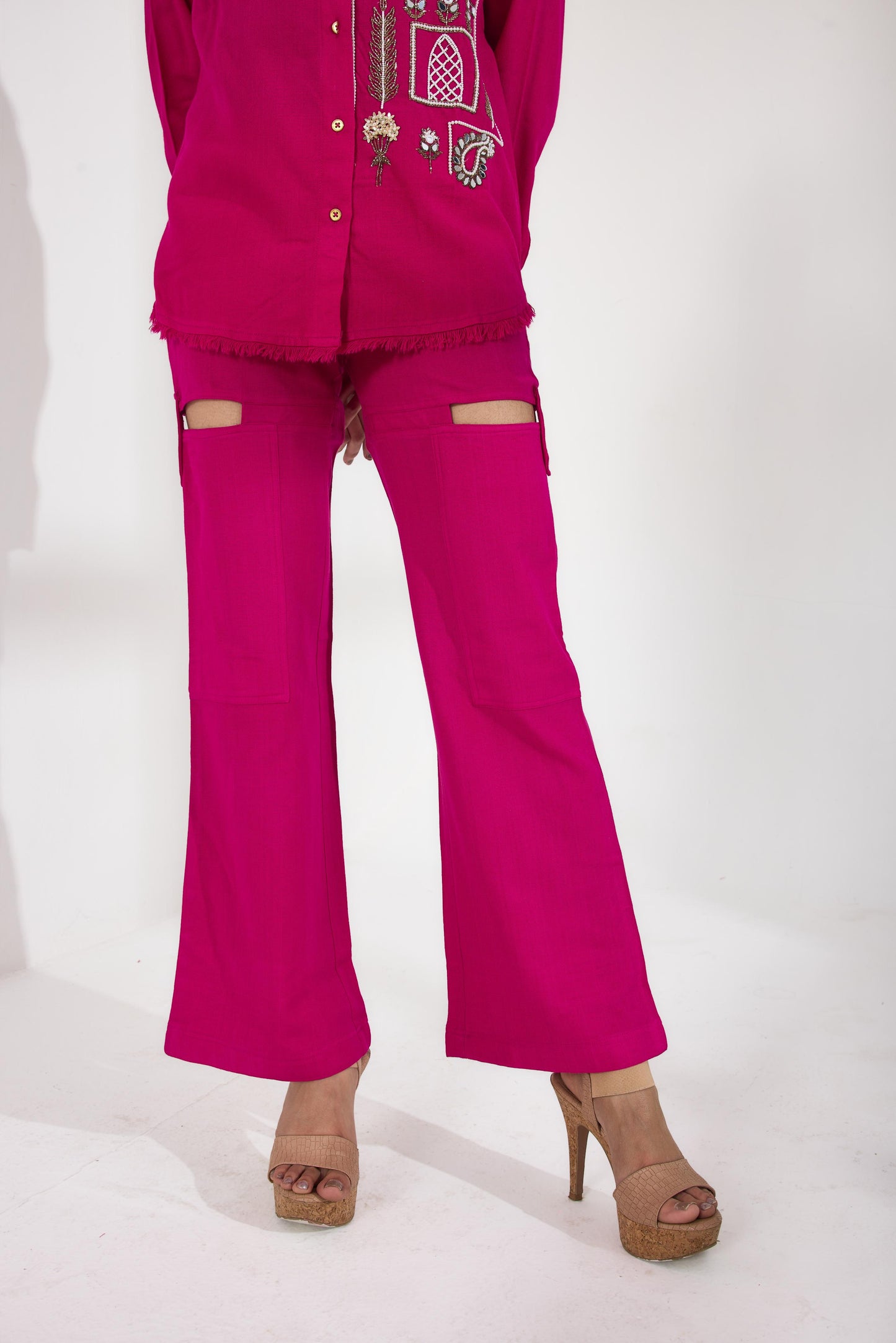 Pink Cut-Out Pants