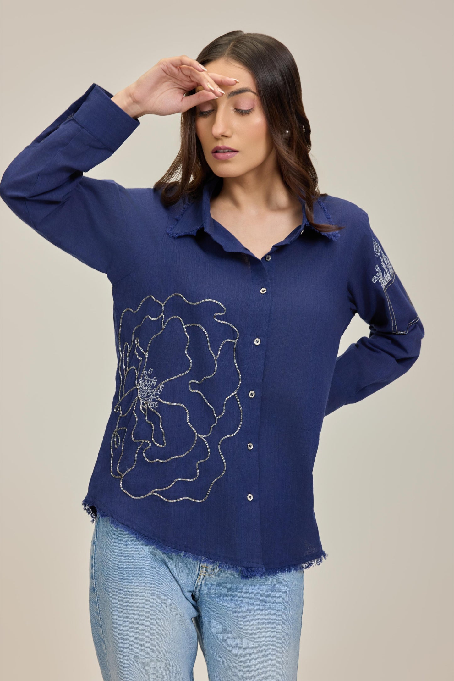 Navy Blue Flower Power Shirt