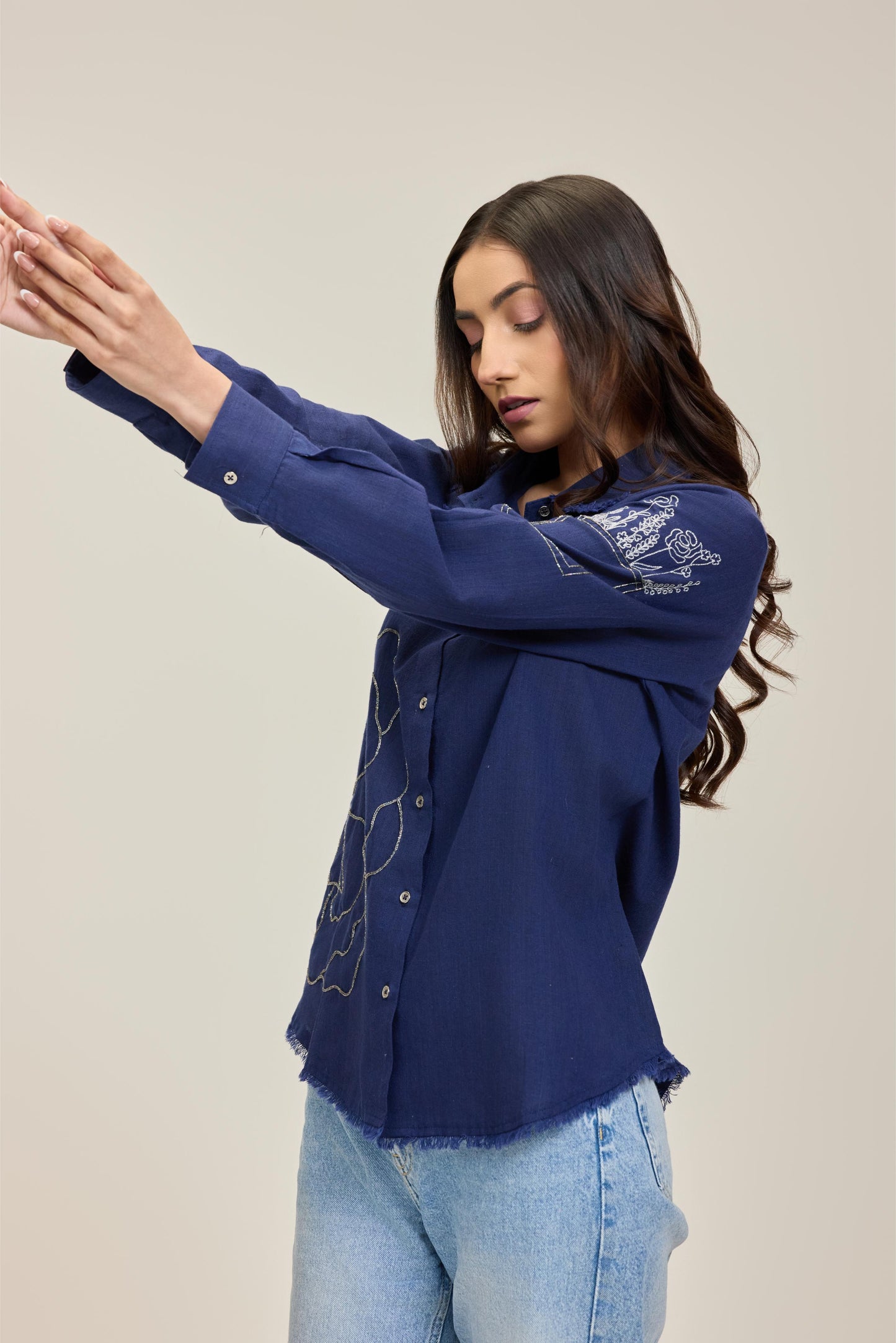 Navy Blue Flower Power Shirt