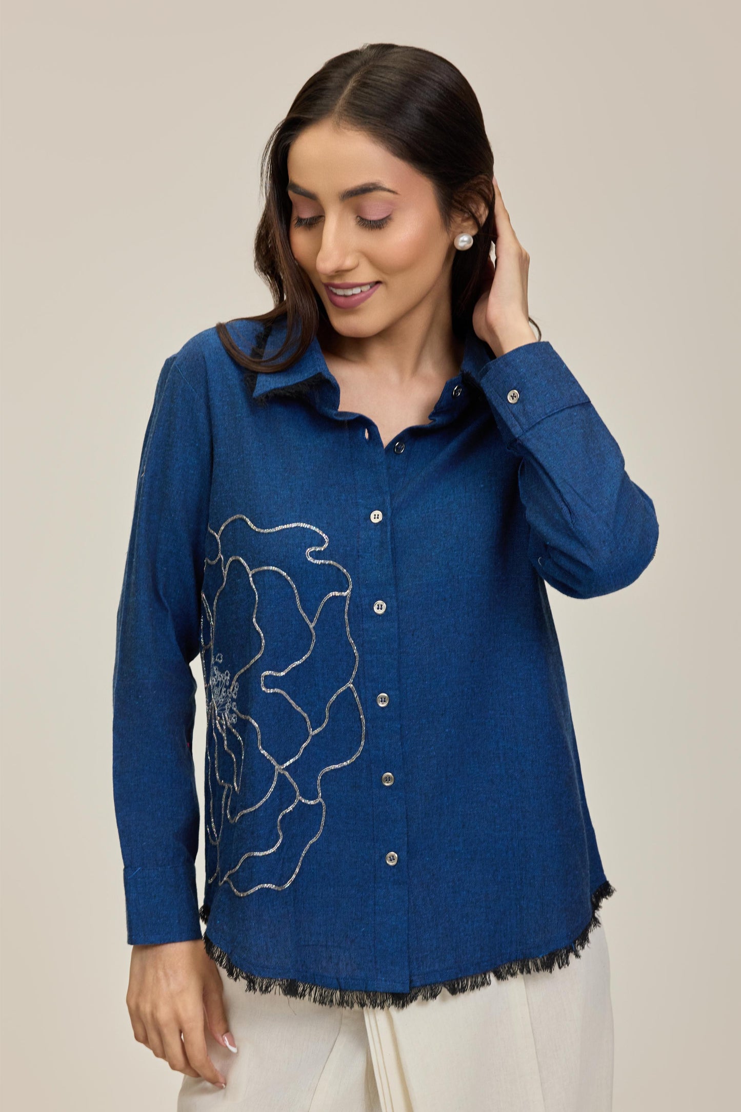 Denim Blue Flower Power Shirt