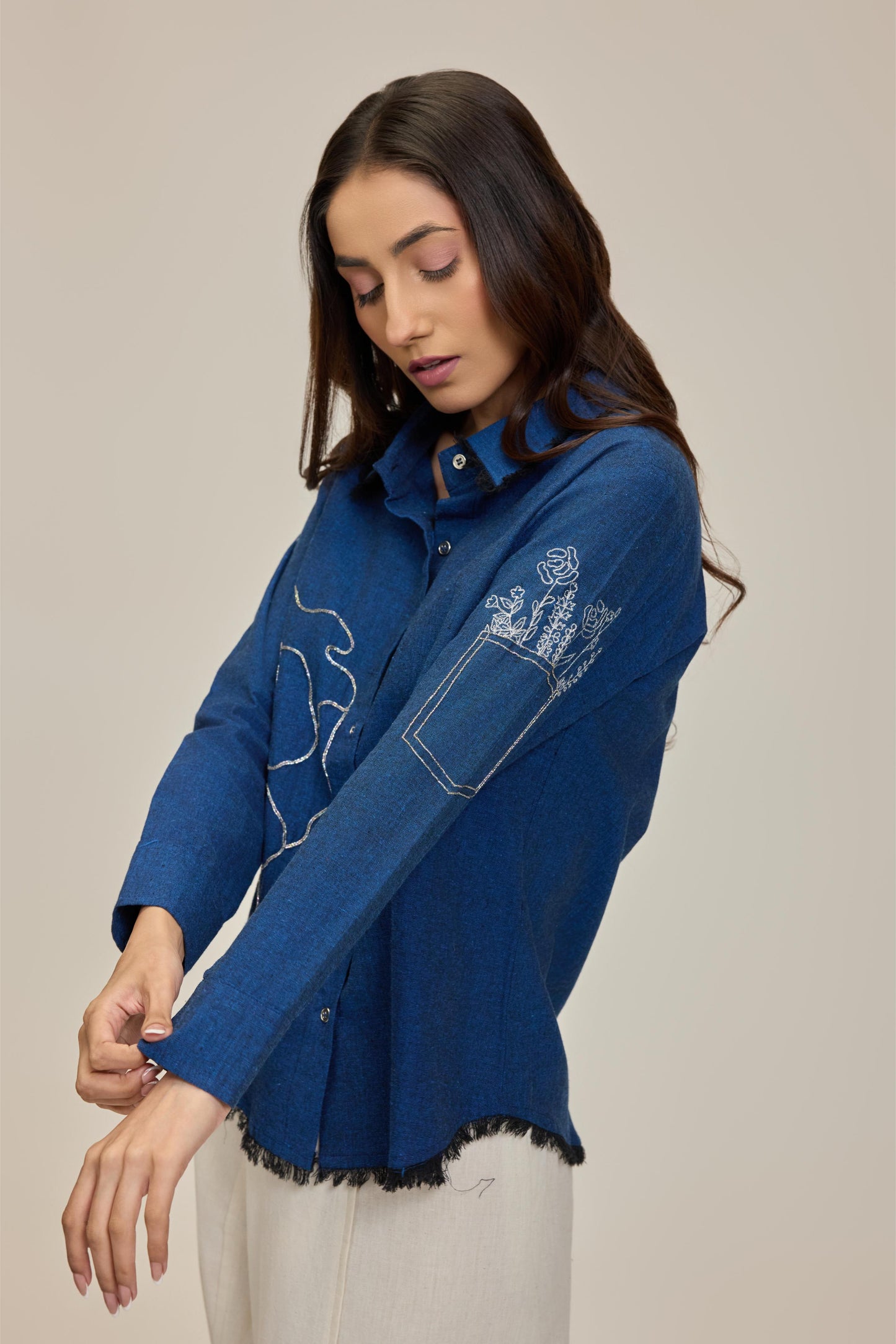 Denim Blue Flower Power Shirt