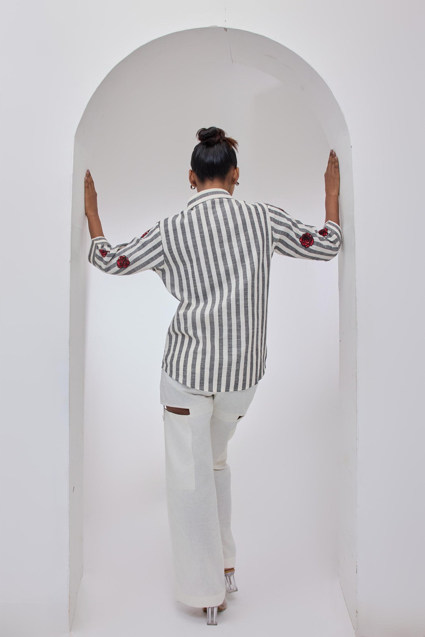 Stripes & Red Roses Shirt
