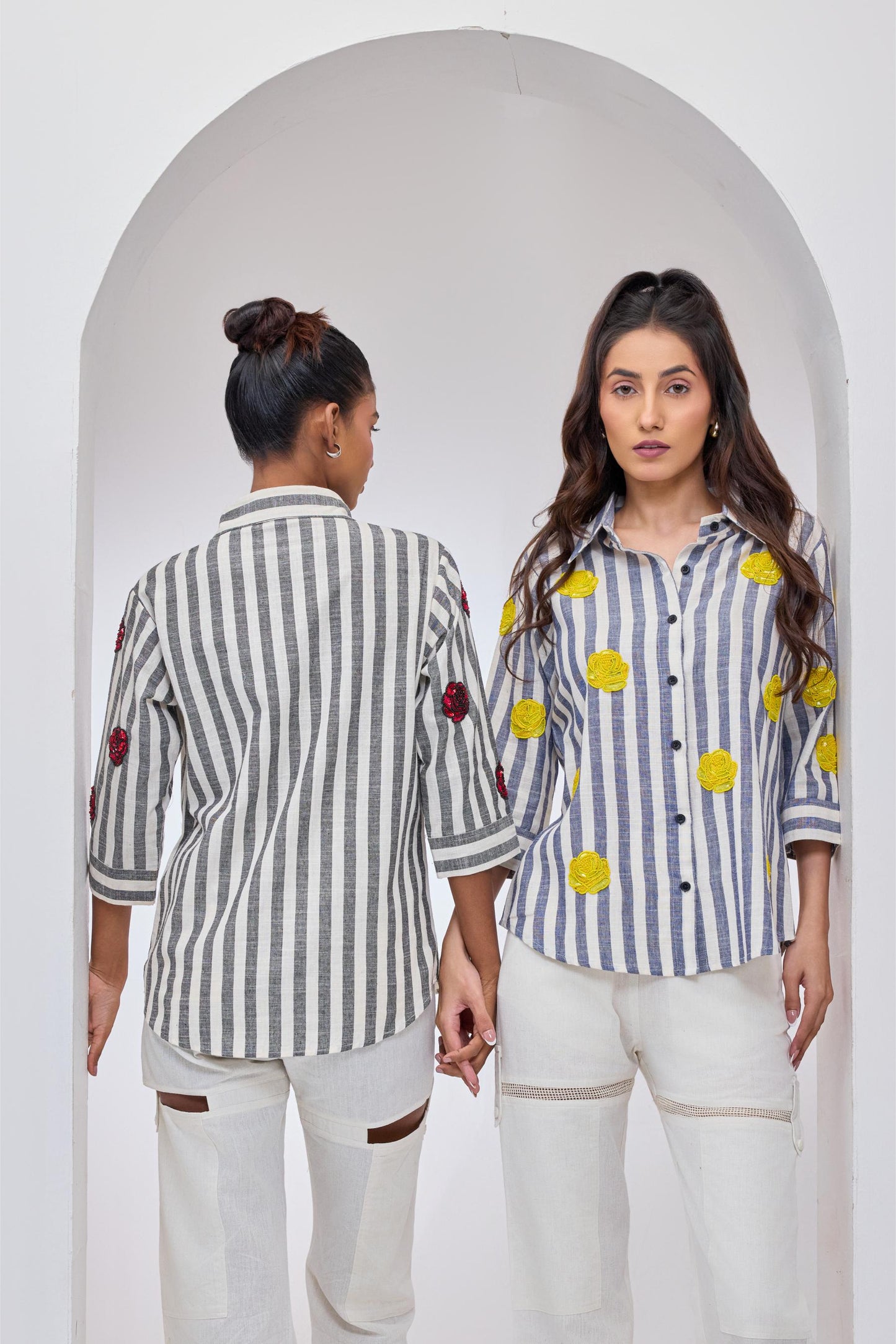 Stripes & Red Roses Shirt