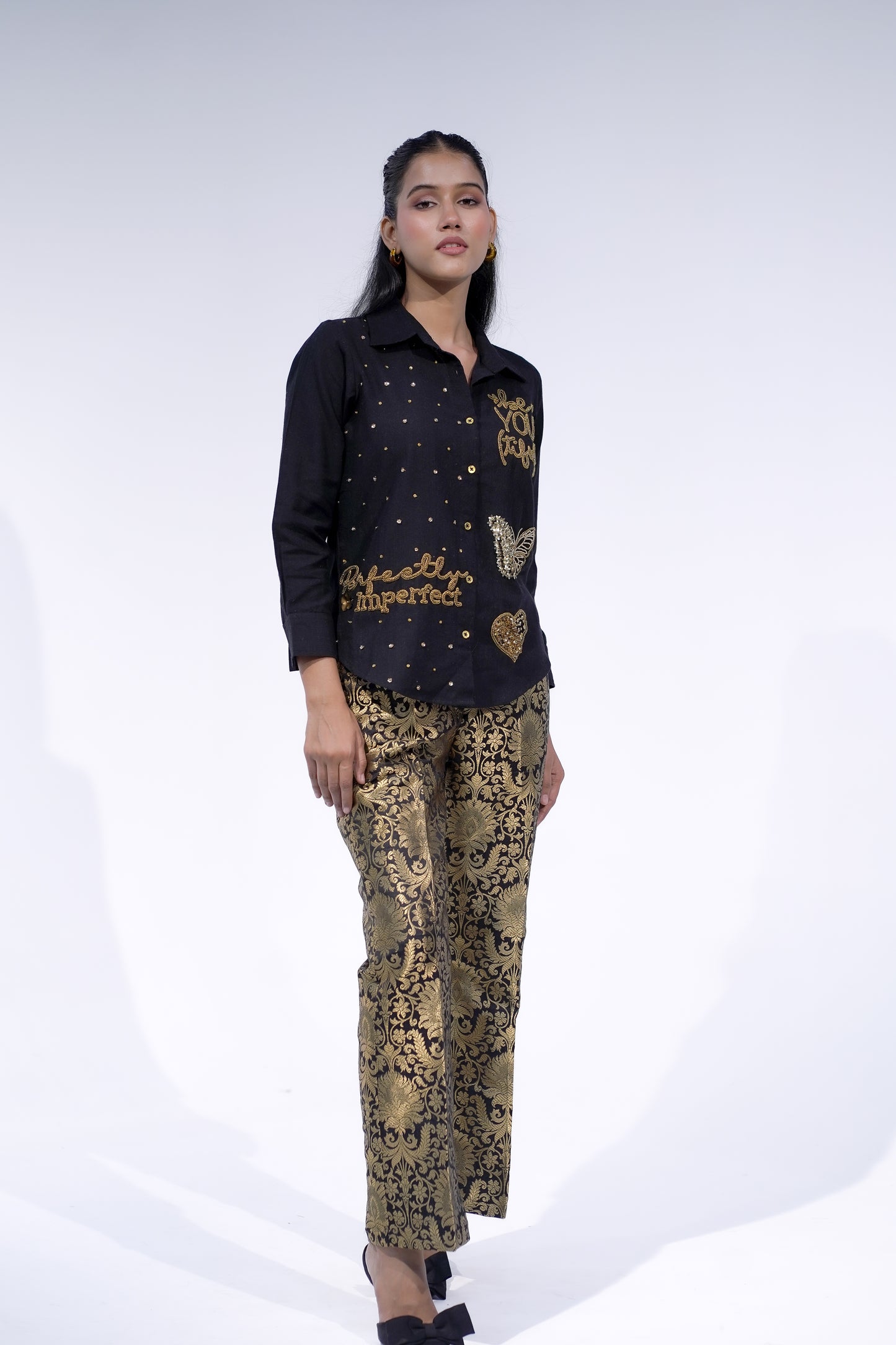 Black Brocade Pant