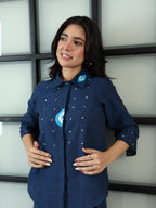 Evil Eye Shirt in Denim Blue