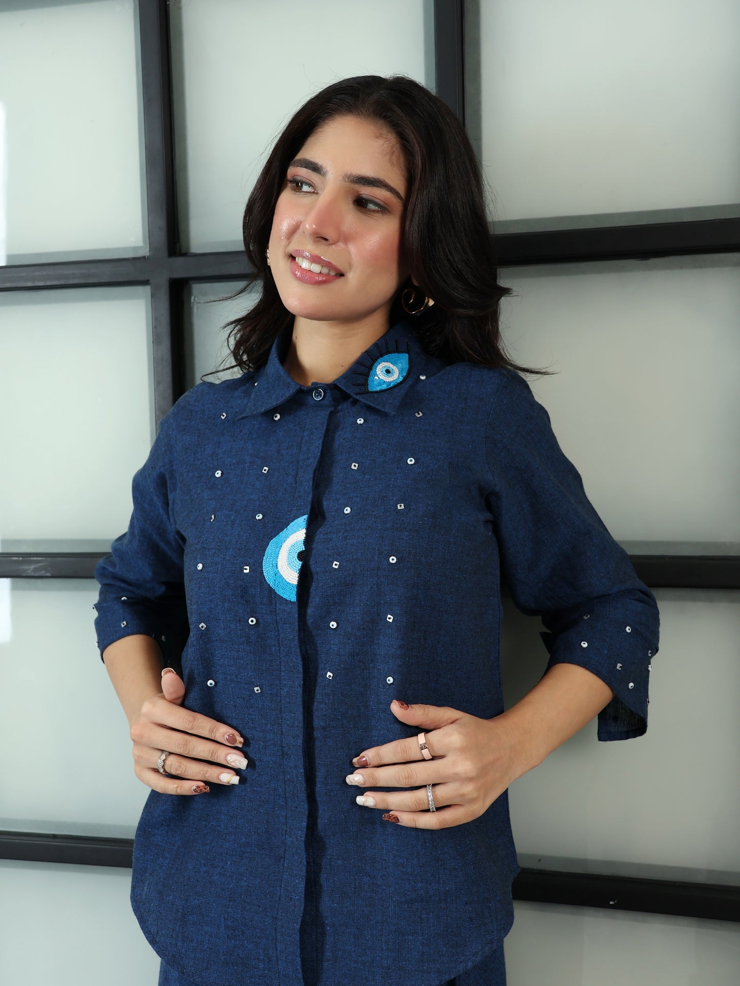 Evil Eye Shirt in Denim Blue