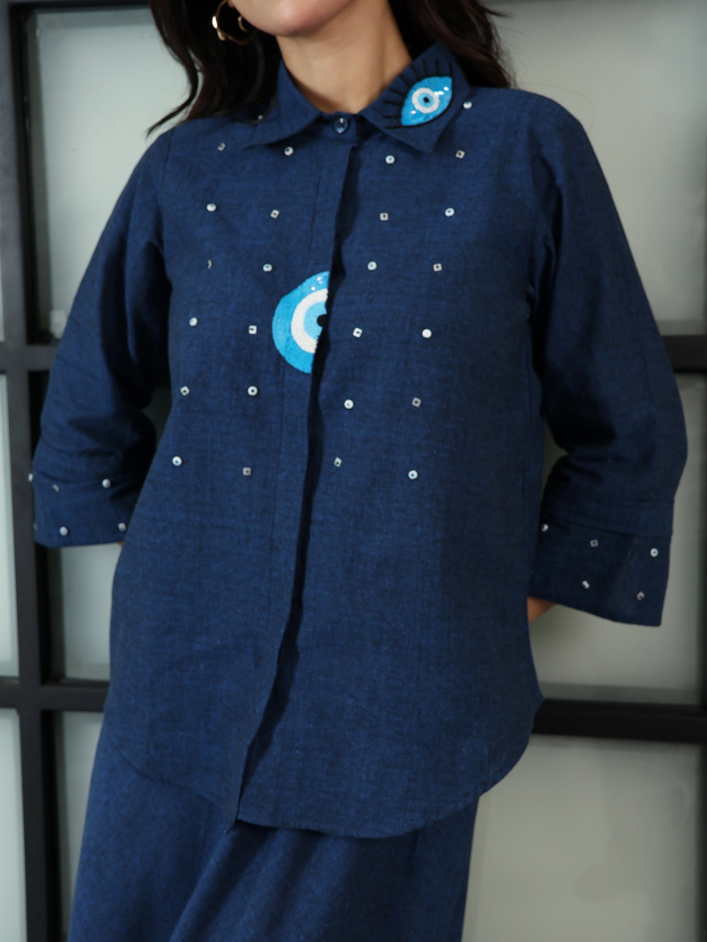 Evil Eye Shirt in Denim Blue