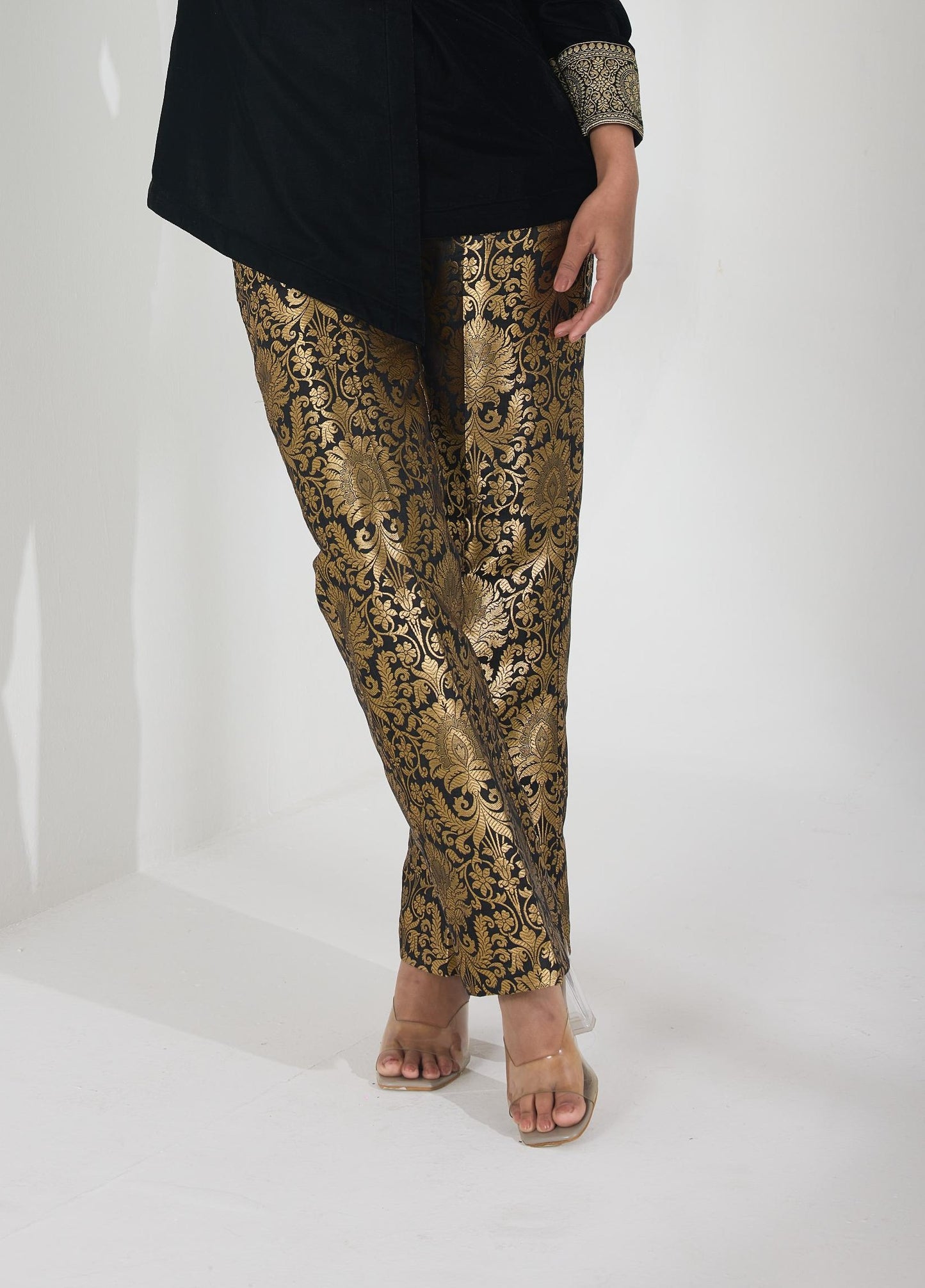 Black Brocade Pants