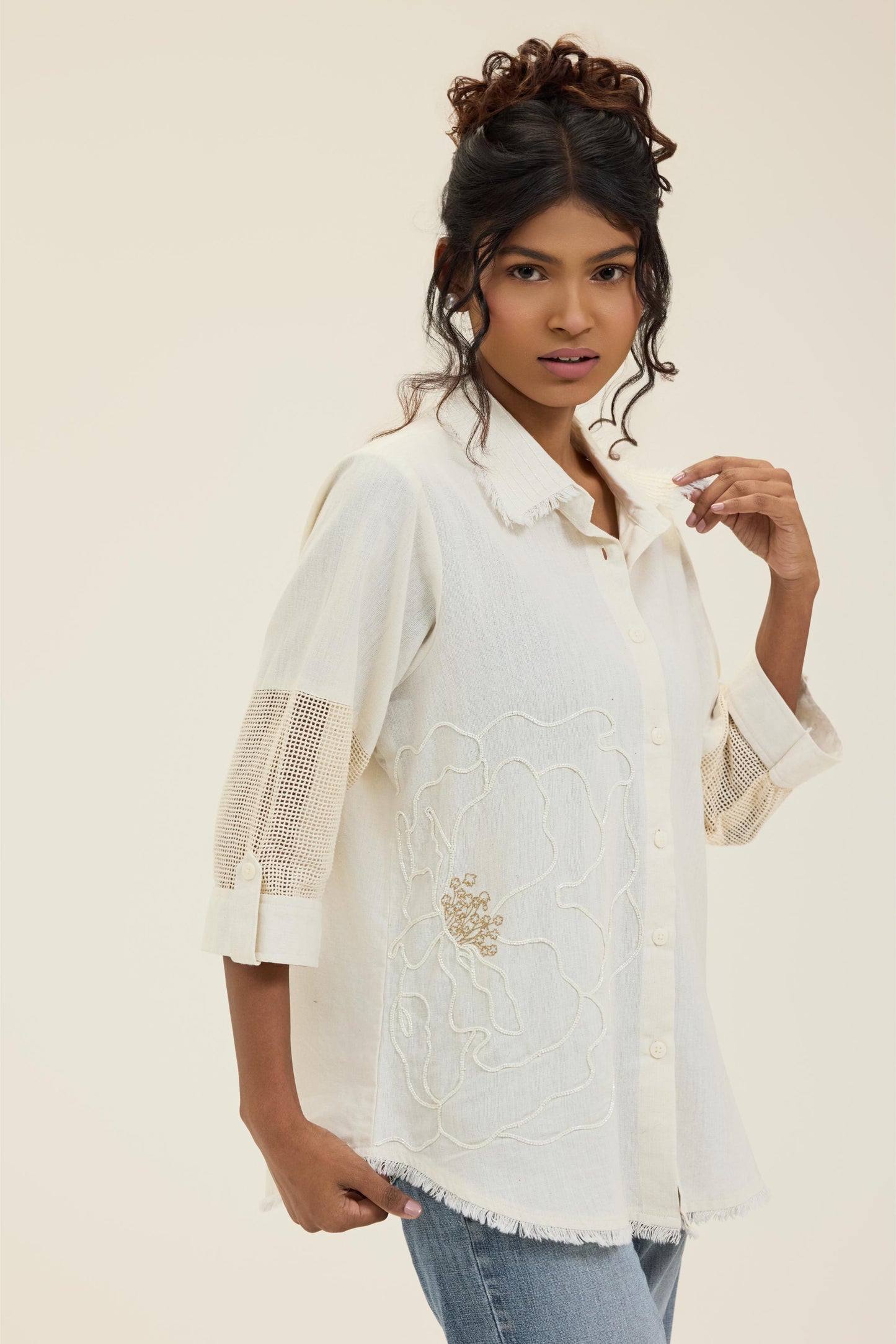 Ivory Flower Power Shirt