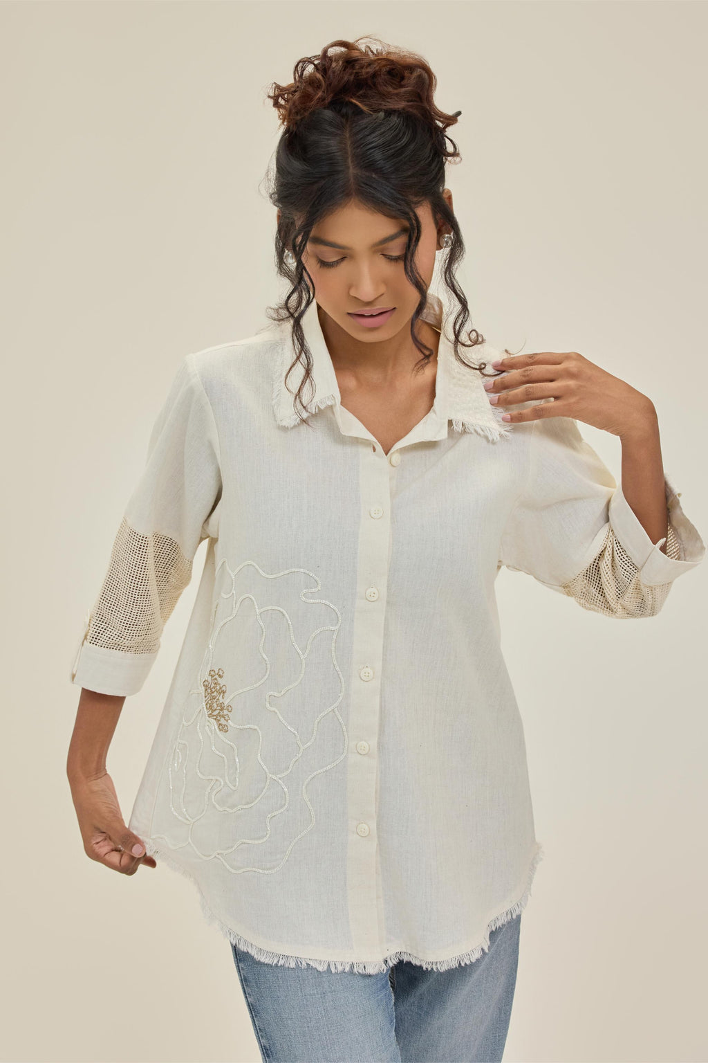 Ivory Flower Power Shirt