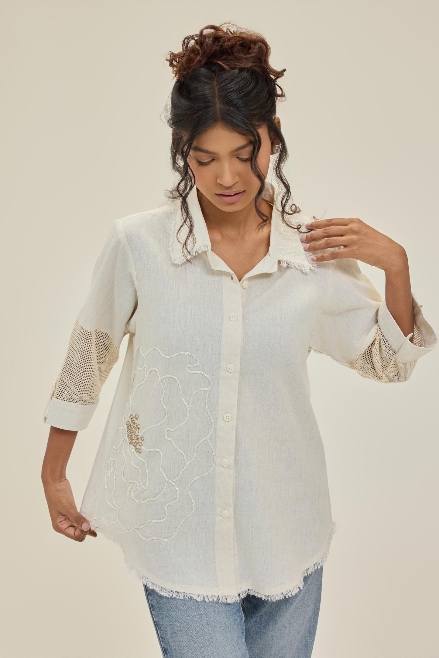 Ivory Flower Power Shirt