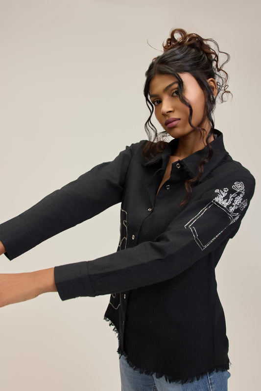 Black Flower Power Shirt