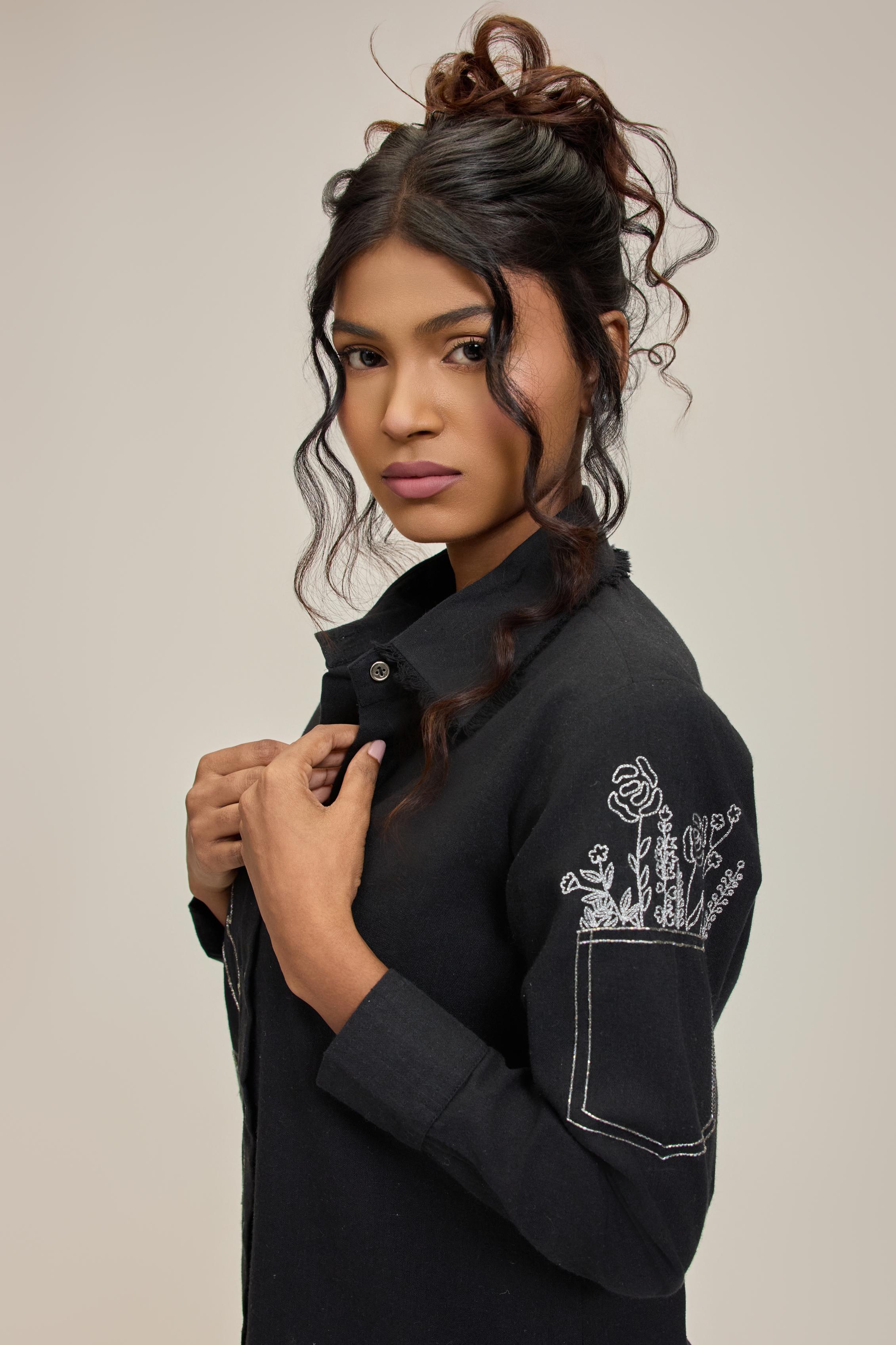 Black Flower Power Shirt