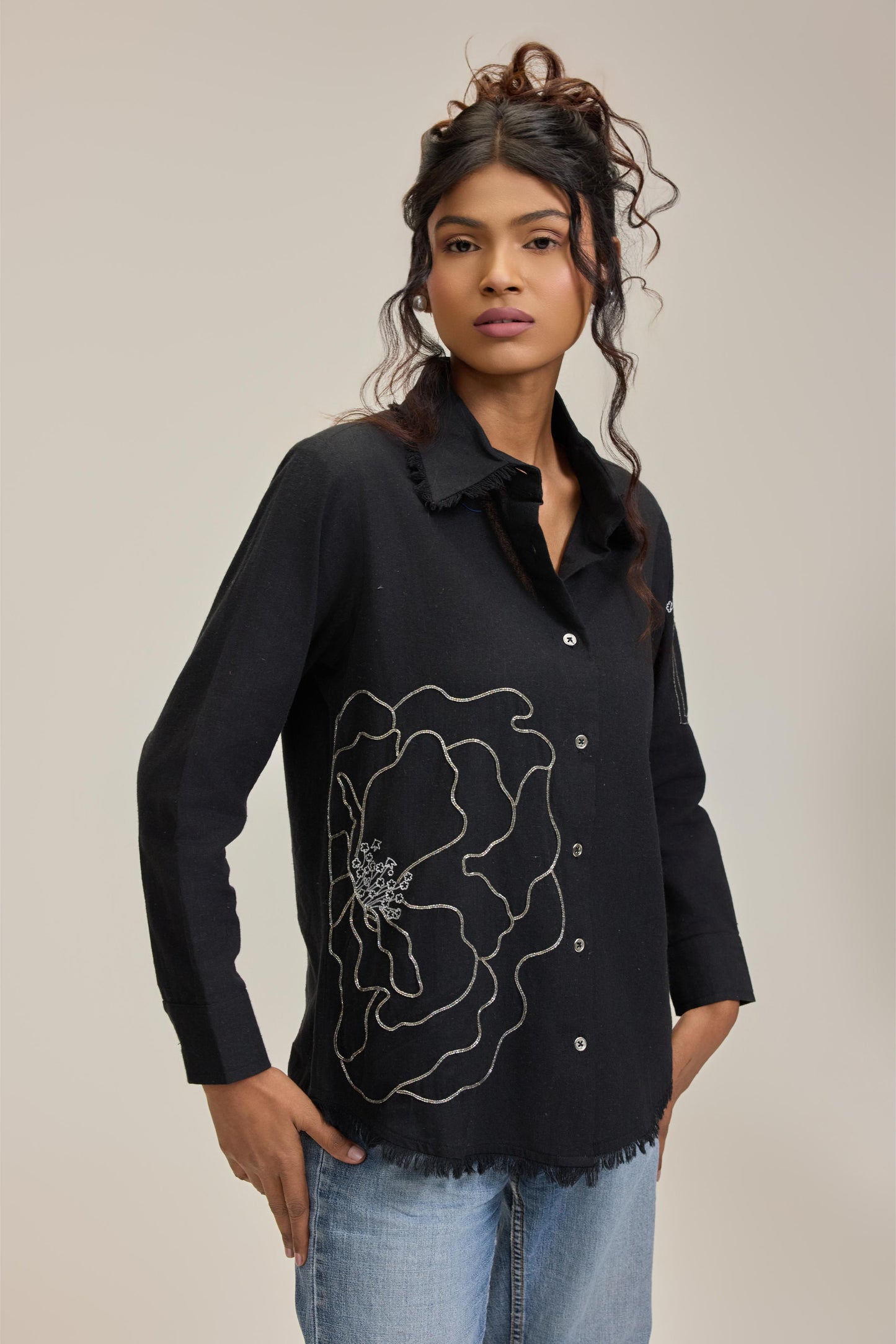Black Flower Power Shirt