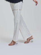 Ivory Cut on Thigh with Mesh Pants