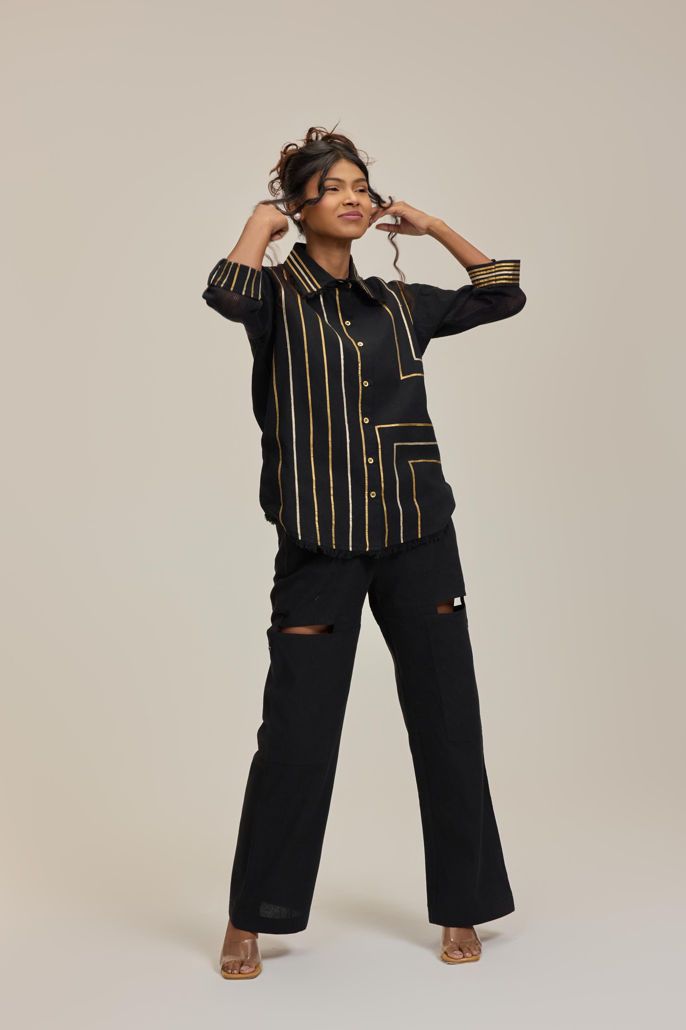 Black Golden Weaves Shirt