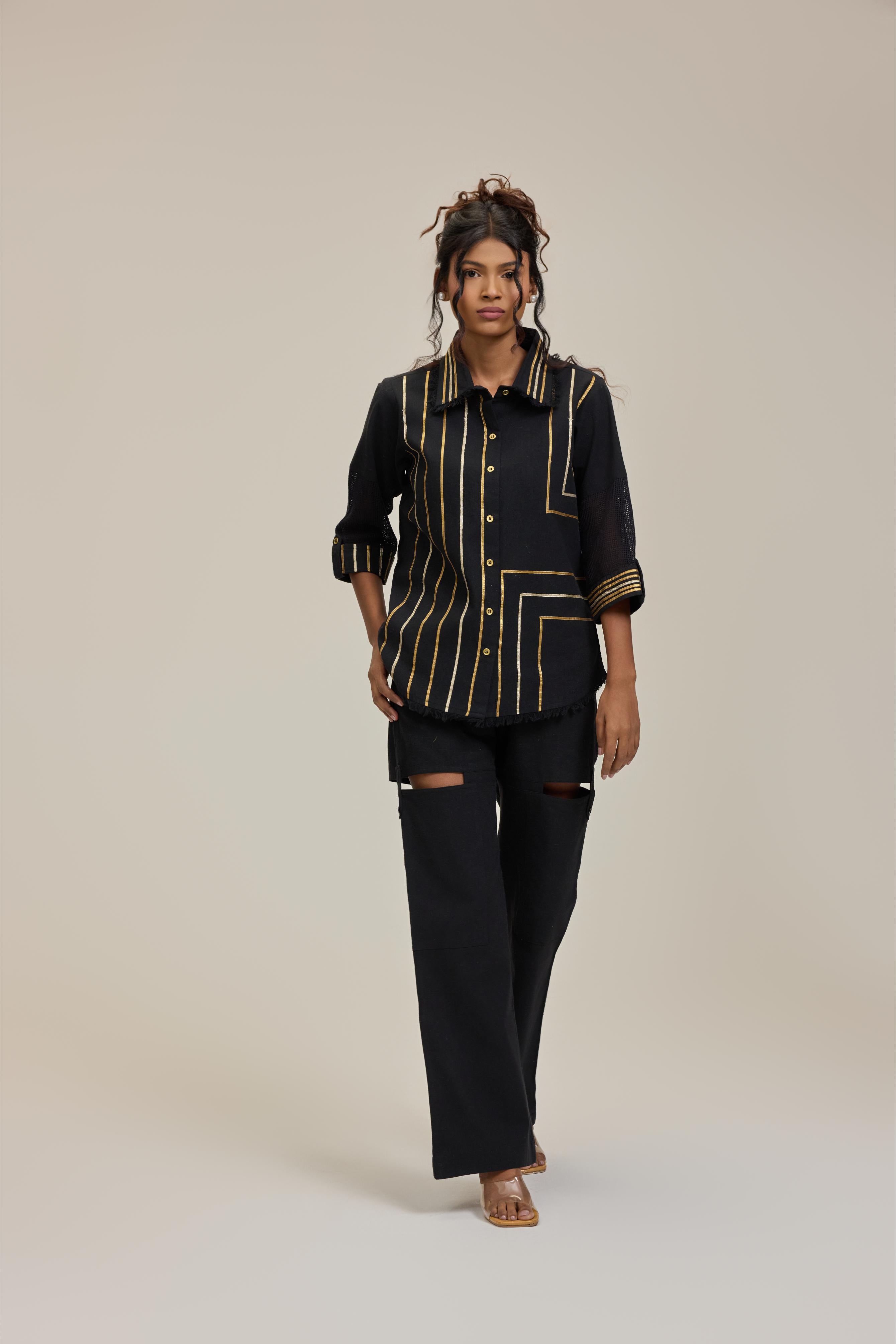 Black Golden Weaves Shirt