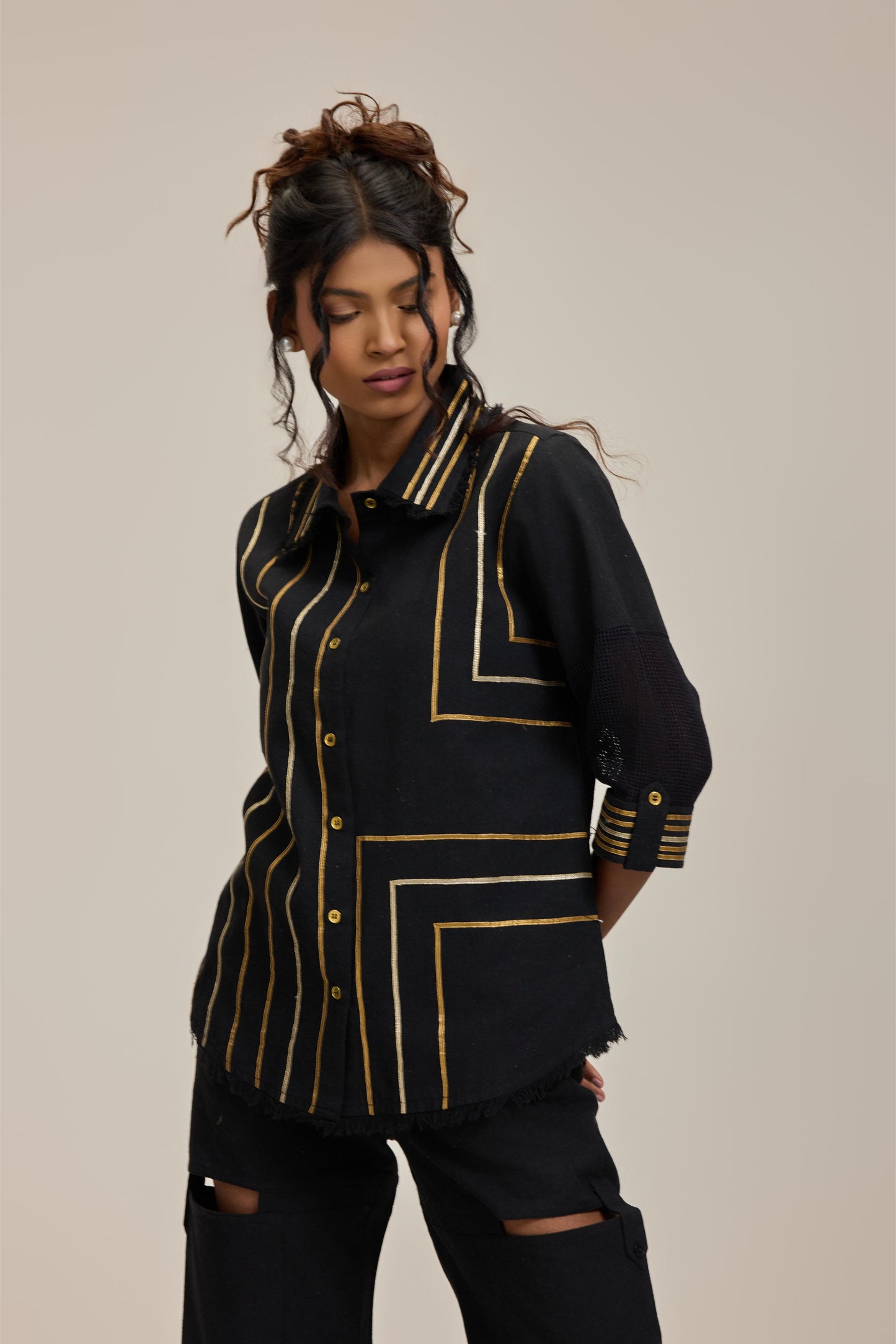 Black Golden Weaves Shirt