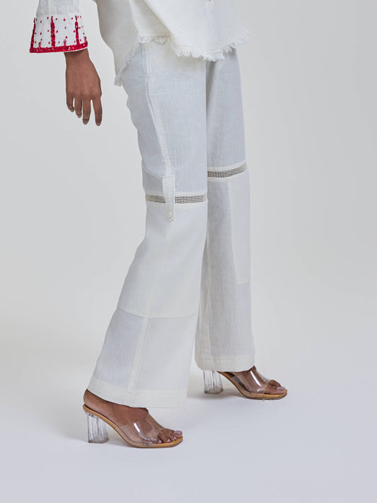Ivory Cut on Knee with Mesh Pants