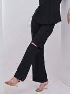 Black Cut on Knee Pants