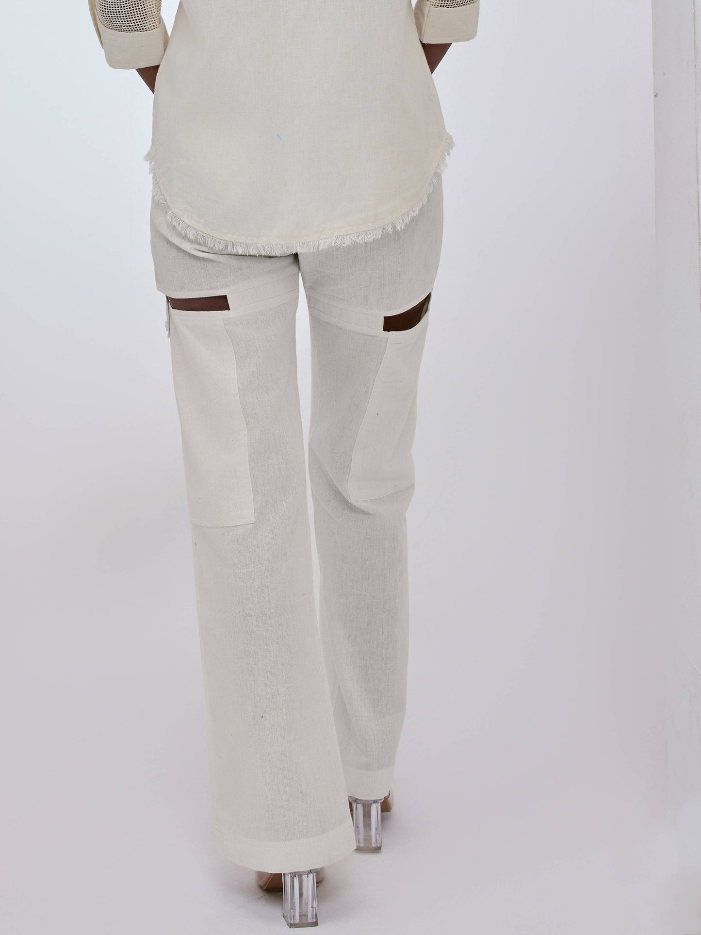 Ivory Cut on Thigh Pants