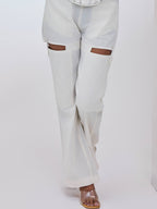 Ivory Cut on Thigh Pants