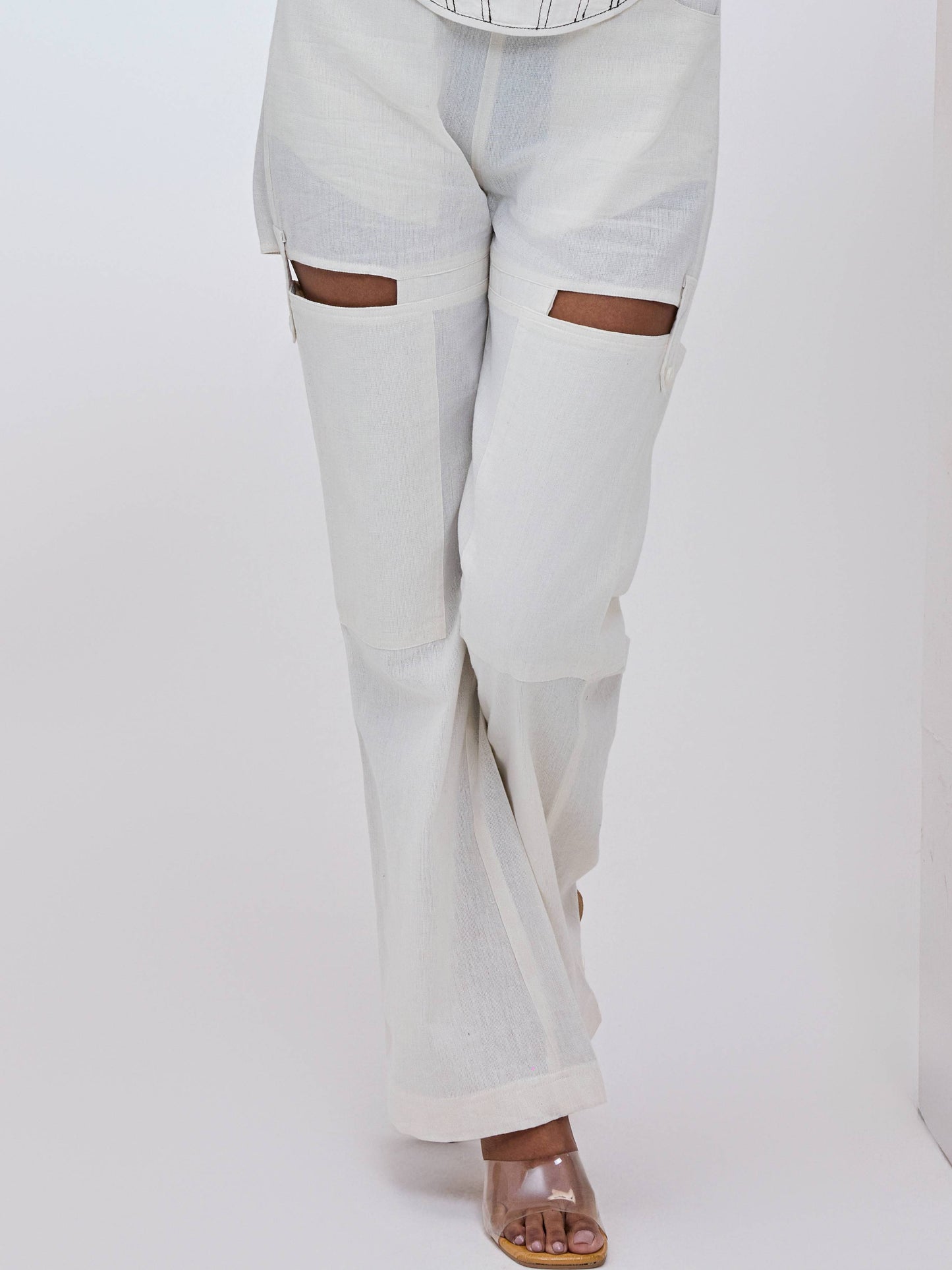Ivory Cut on Thigh Pants