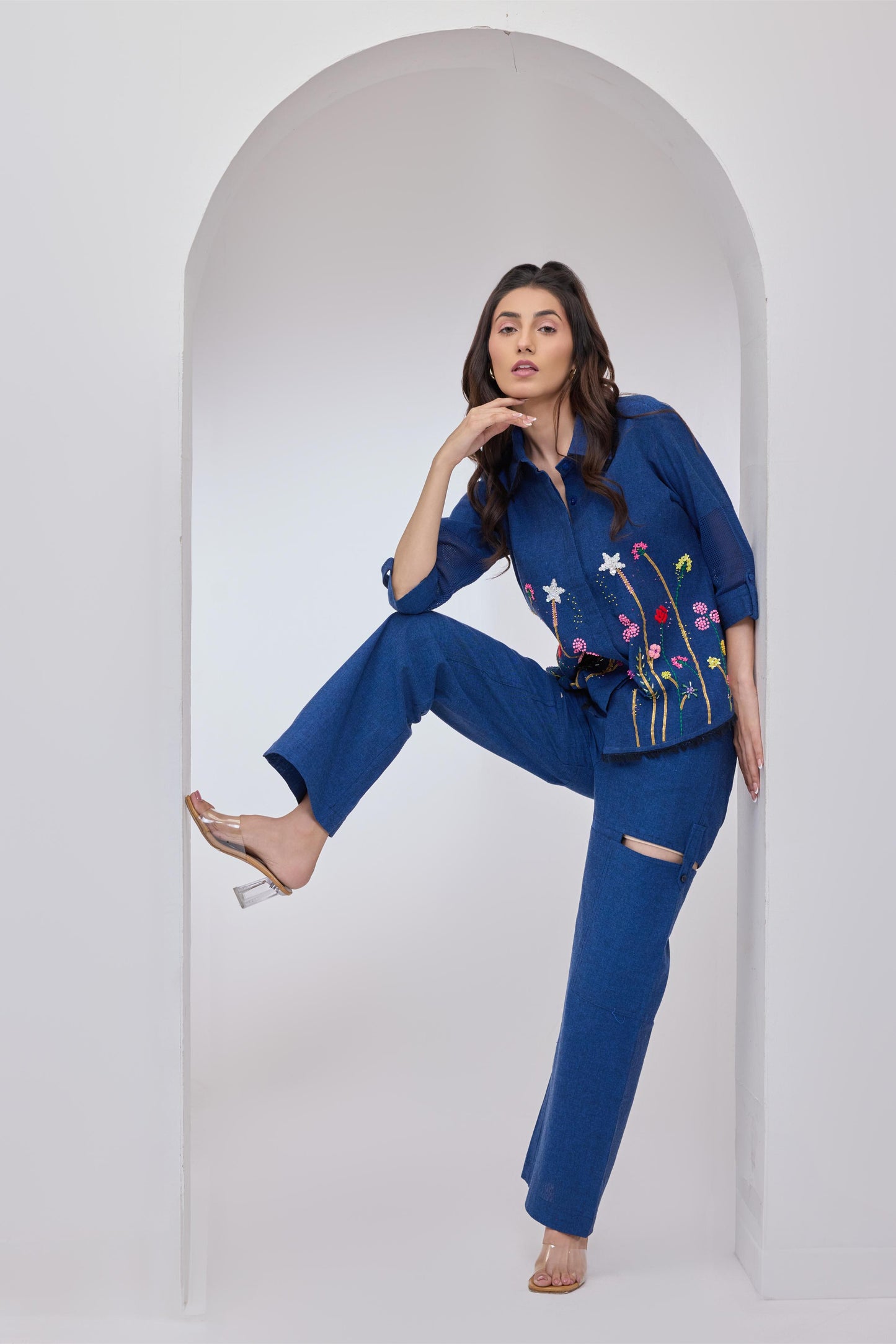 Denim Blue Flora Festa Shirt