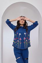 Denim Blue Flora Festa Shirt