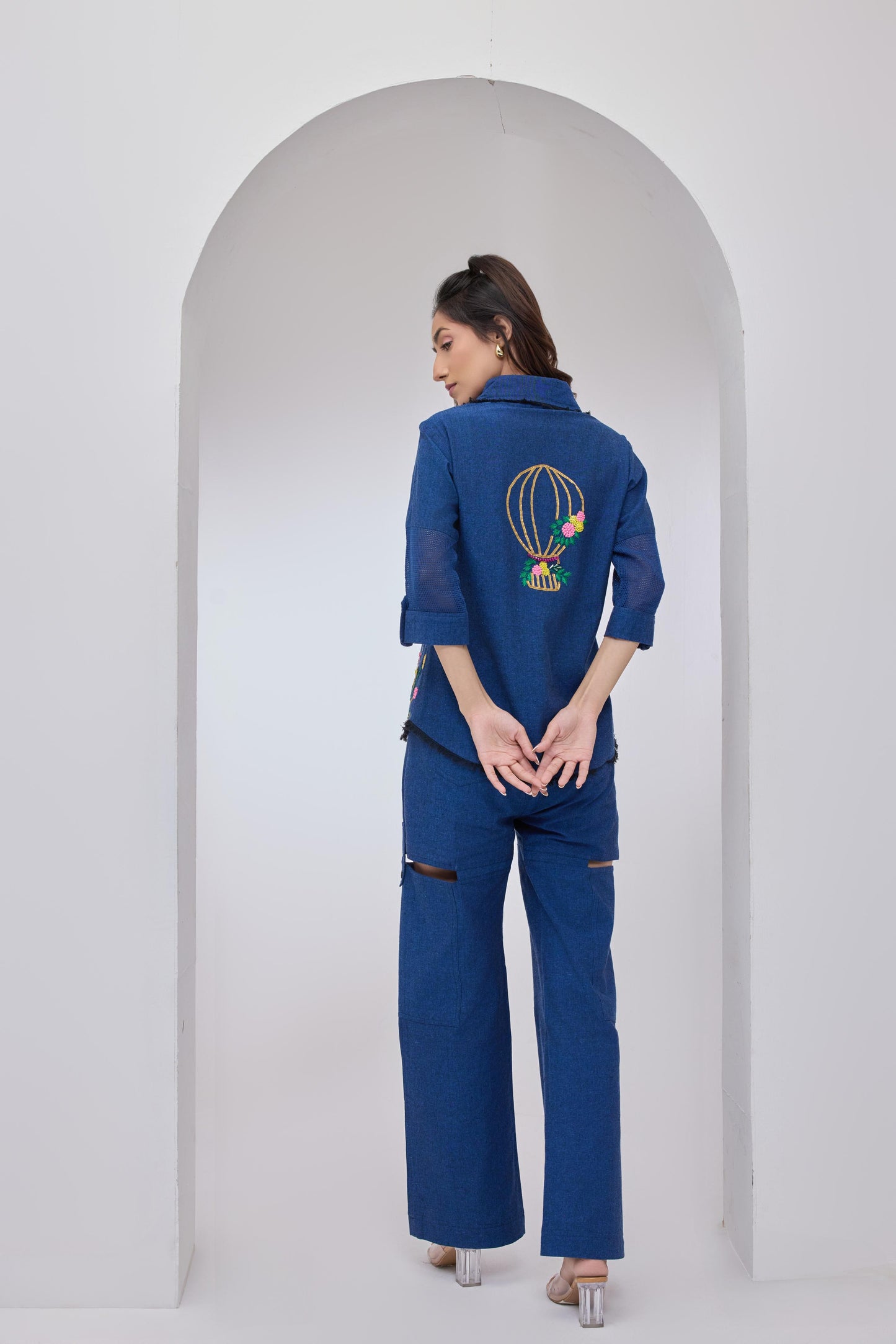 Denim Blue Flora Festa Shirt
