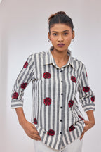 Stripes & Red Roses Shirt