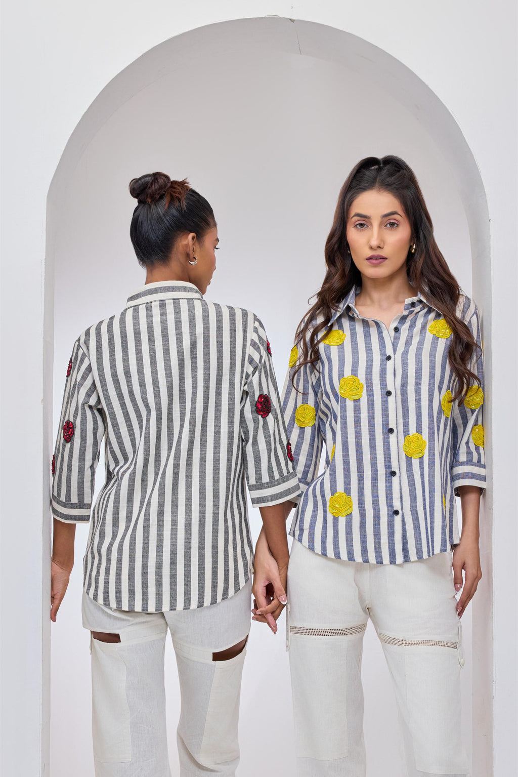 Stripes & Red Roses Shirt