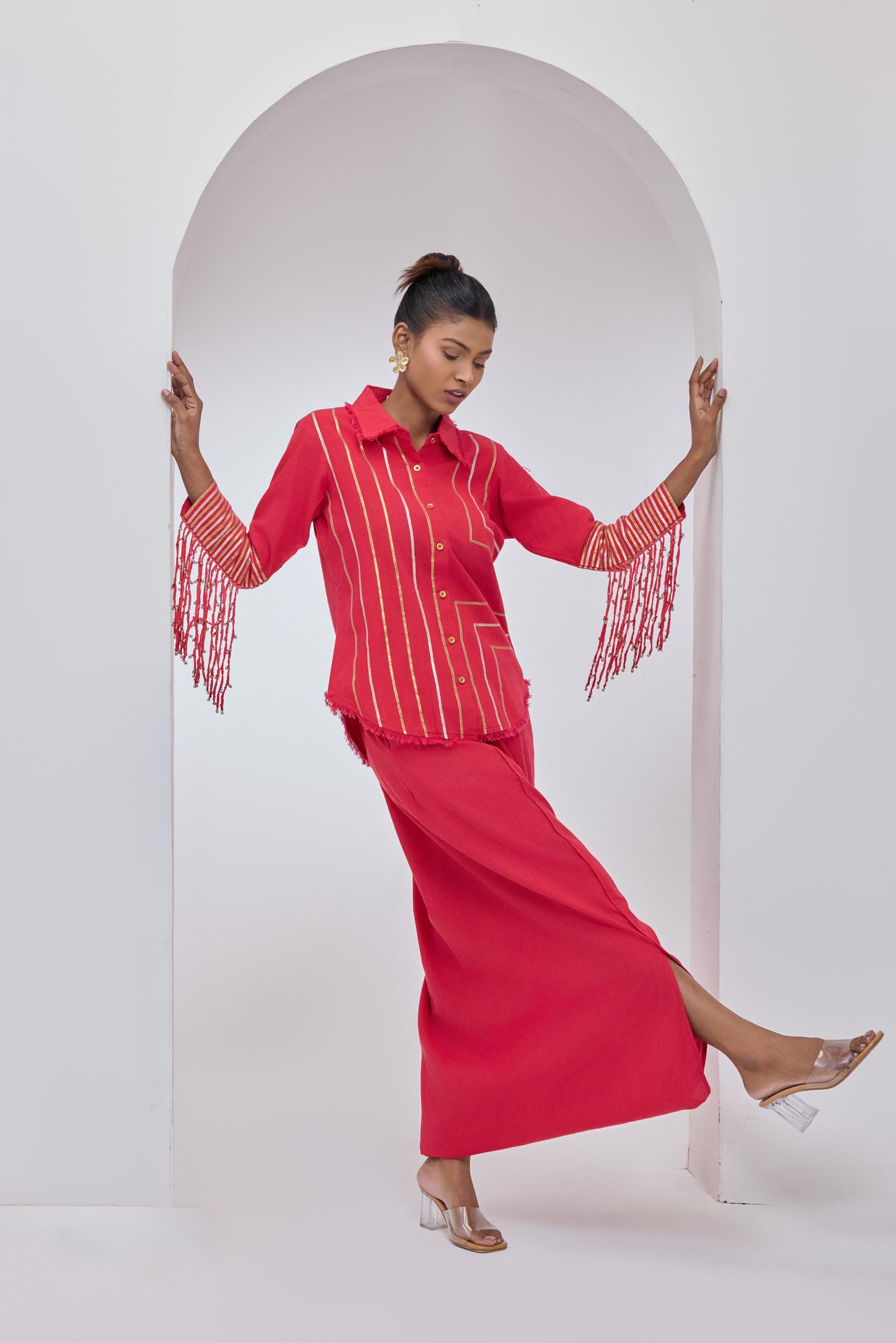 Afra Red Tassel Shirt