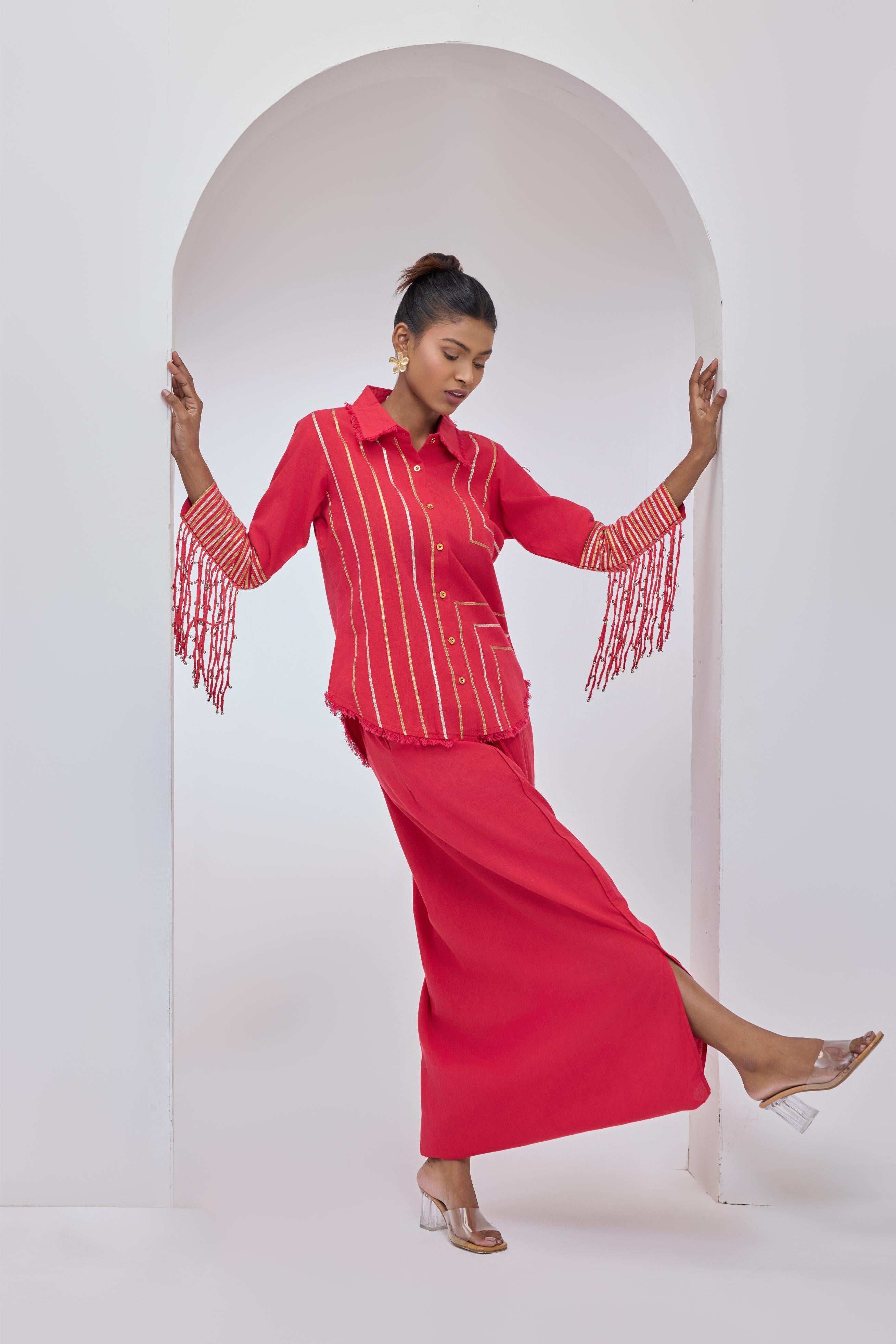 Afra Red Tassel Shirt