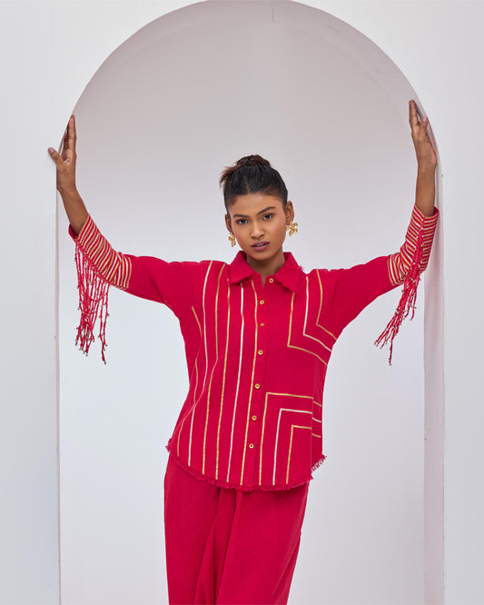 Afra Red Tassel Shirt
