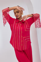 Afra Red Tassel Shirt