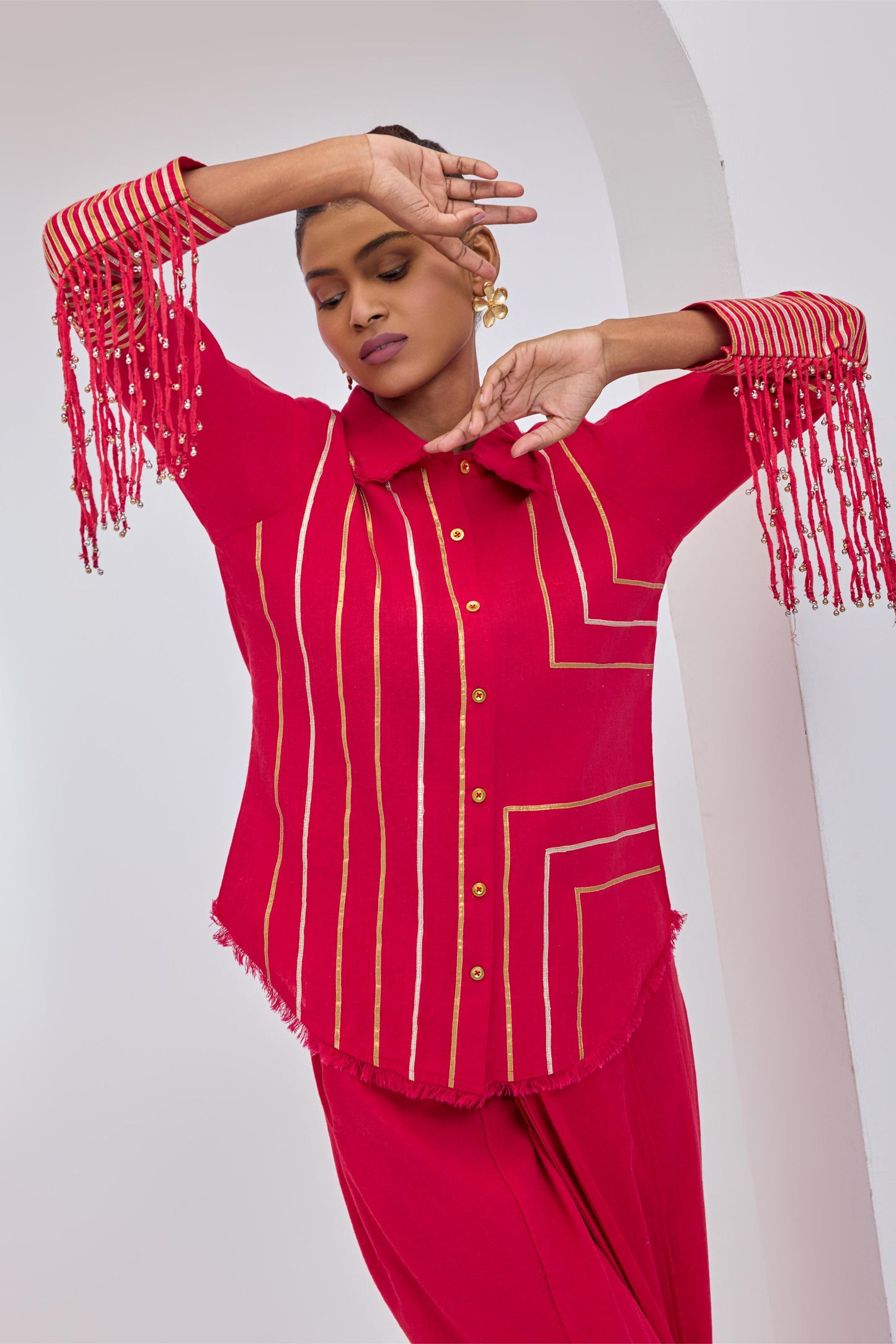 Afra Red Tassel Shirt