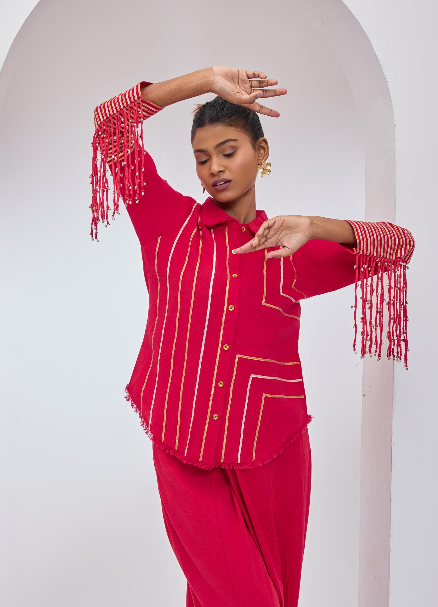 Afra Red Tassel Shirt
