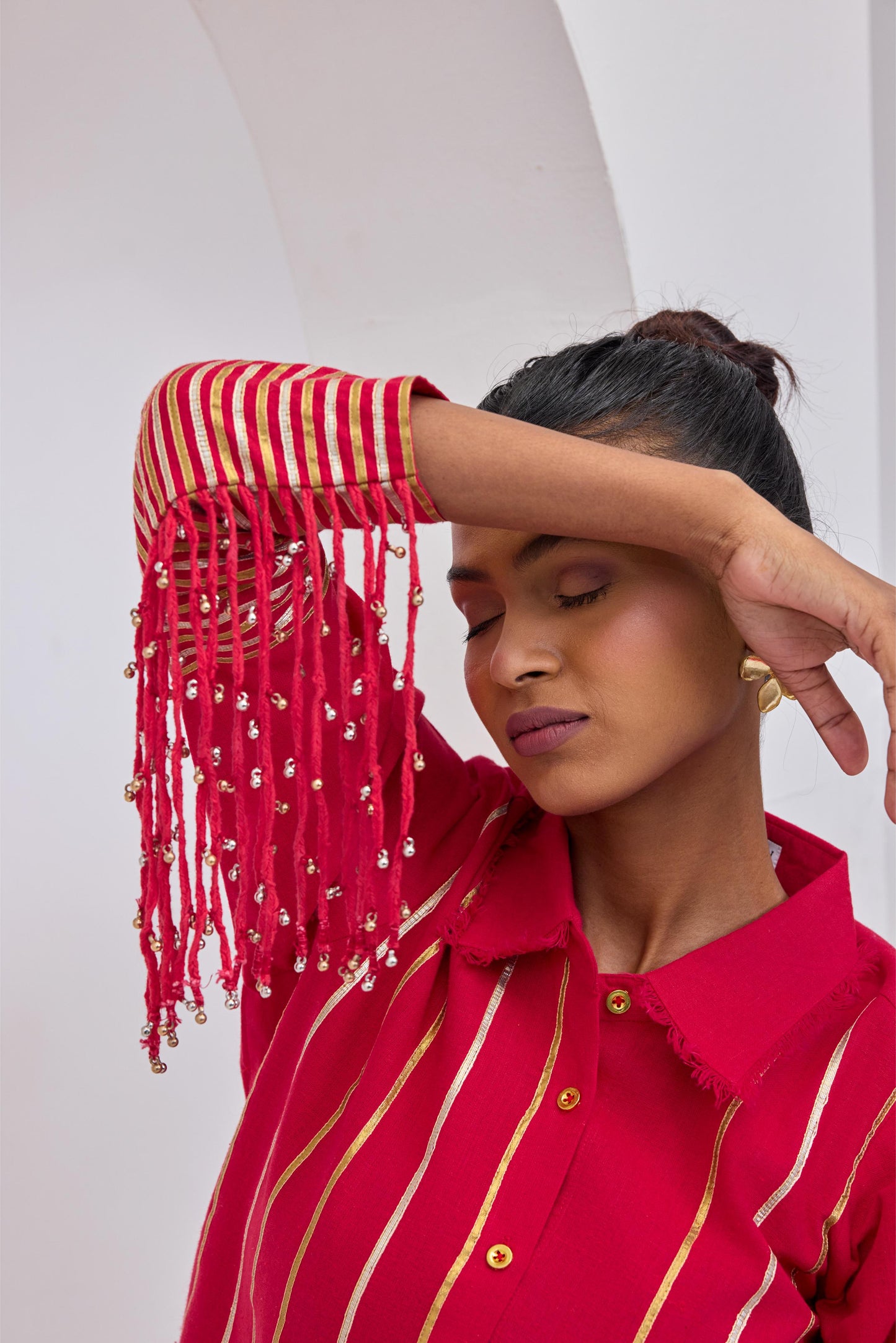 Afra Red Tassel Shirt