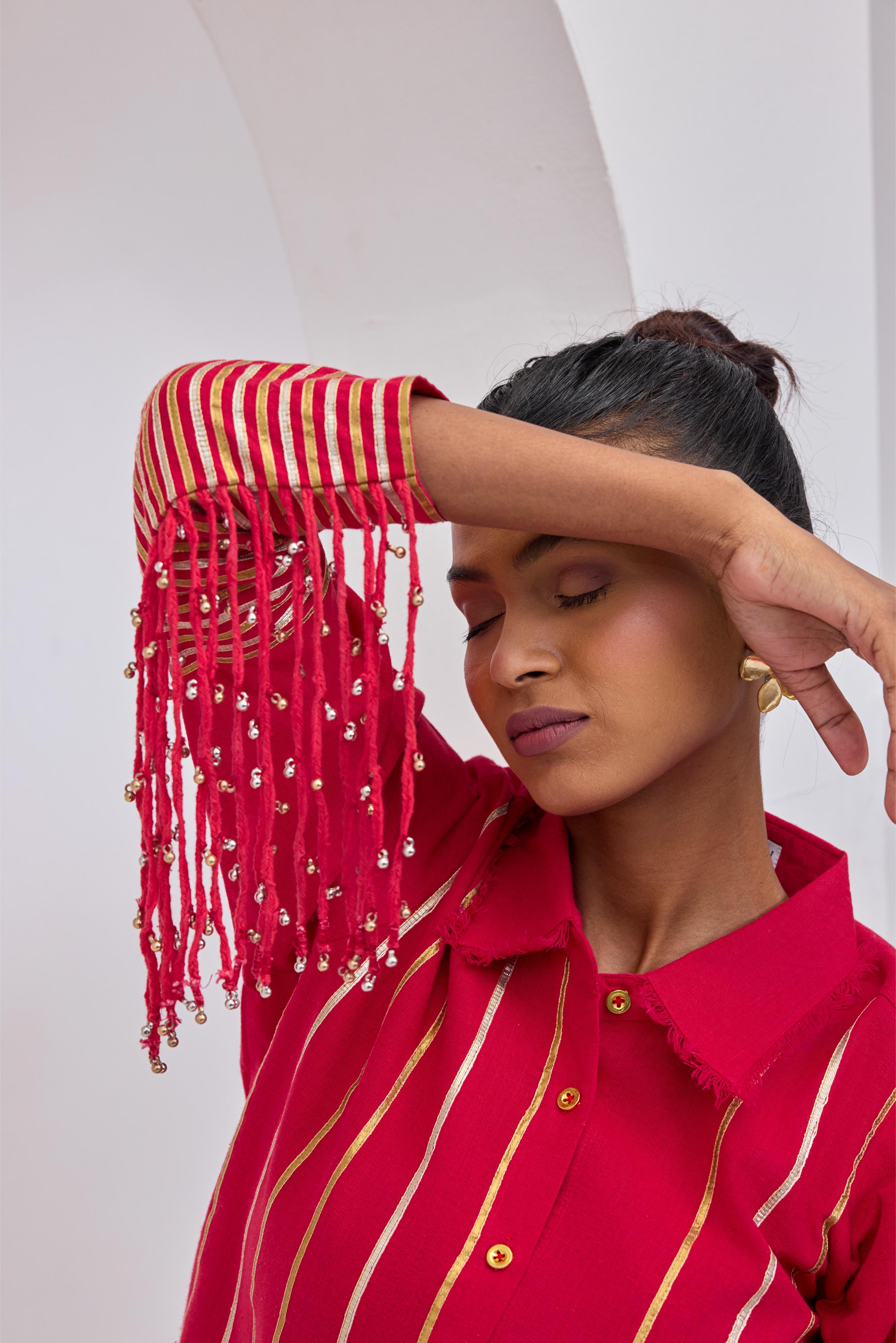 Afra Red Tassel Shirt