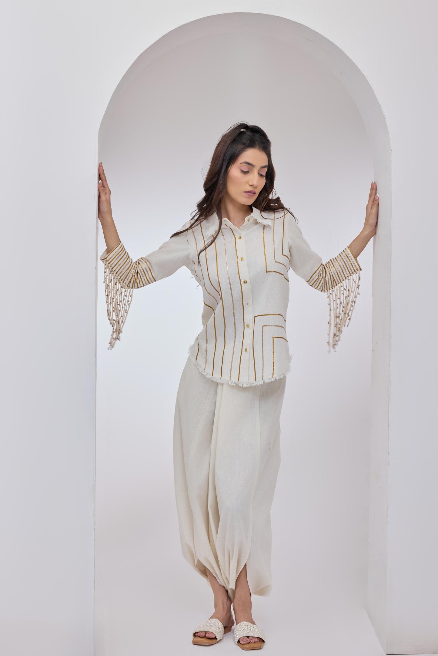 Ava ivory Tassel Shirt