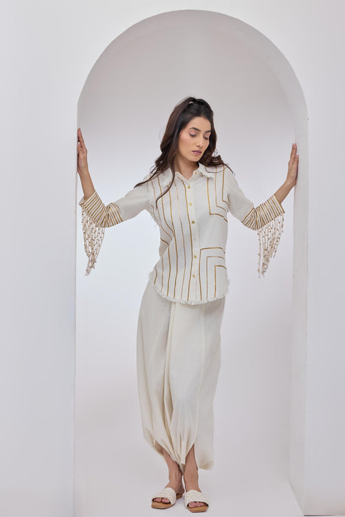 Ava ivory Tassel Shirt