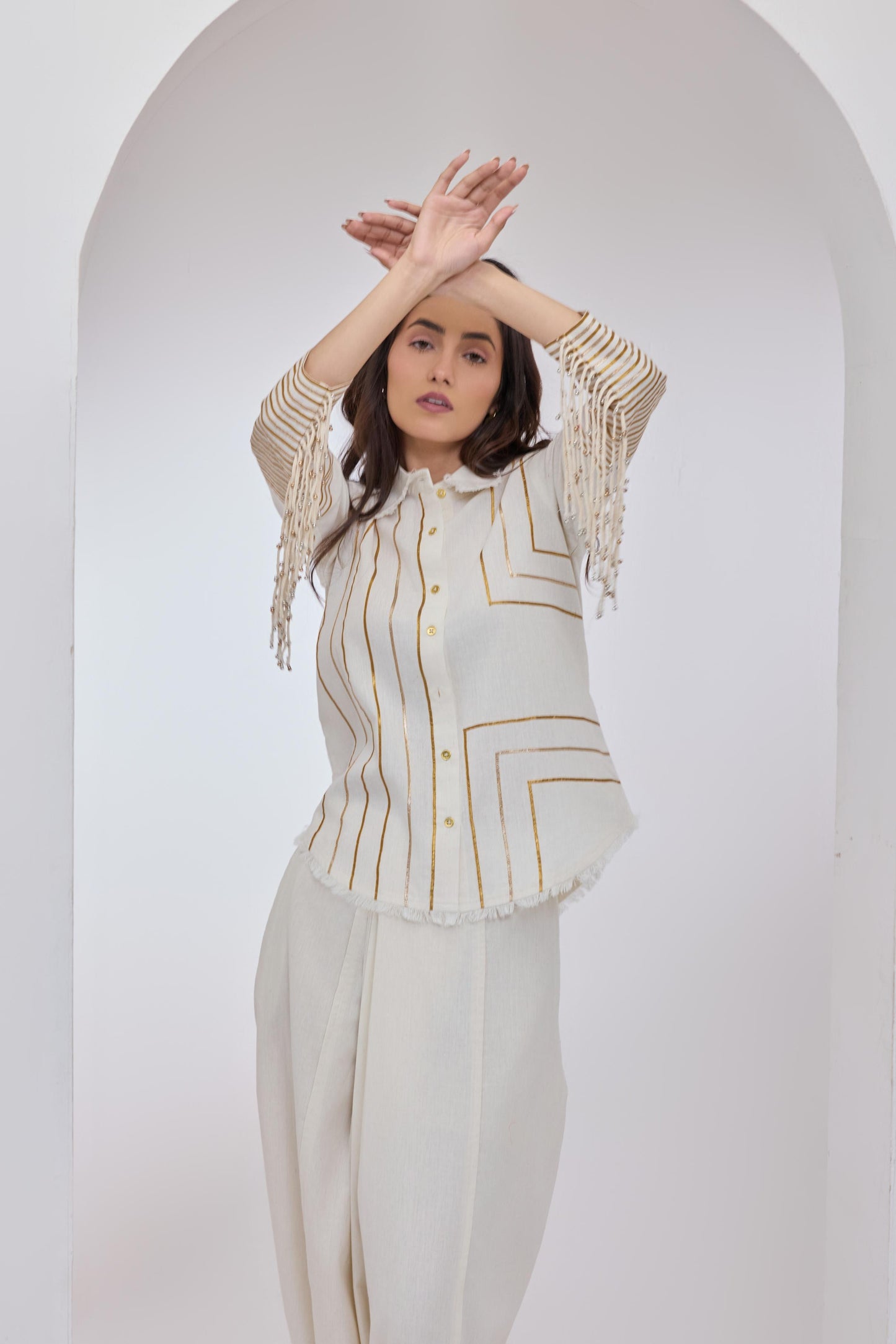 Ava ivory Tassel Shirt