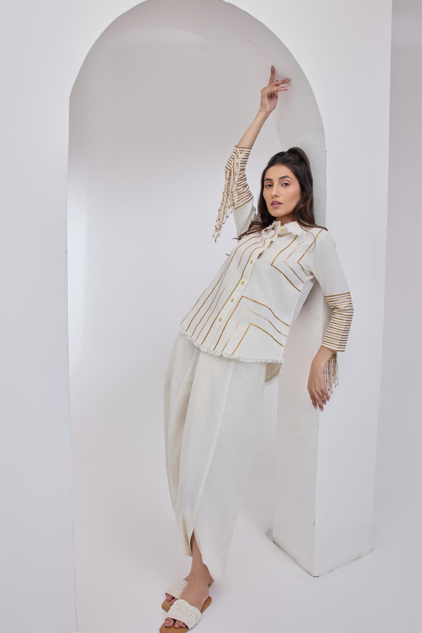 Ava ivory Tassel Shirt