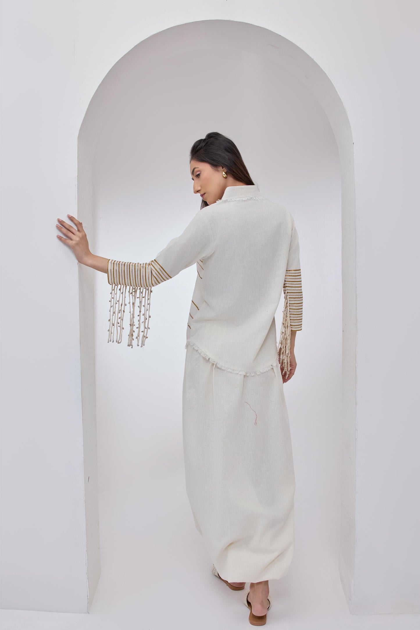 Ava ivory Tassel Shirt