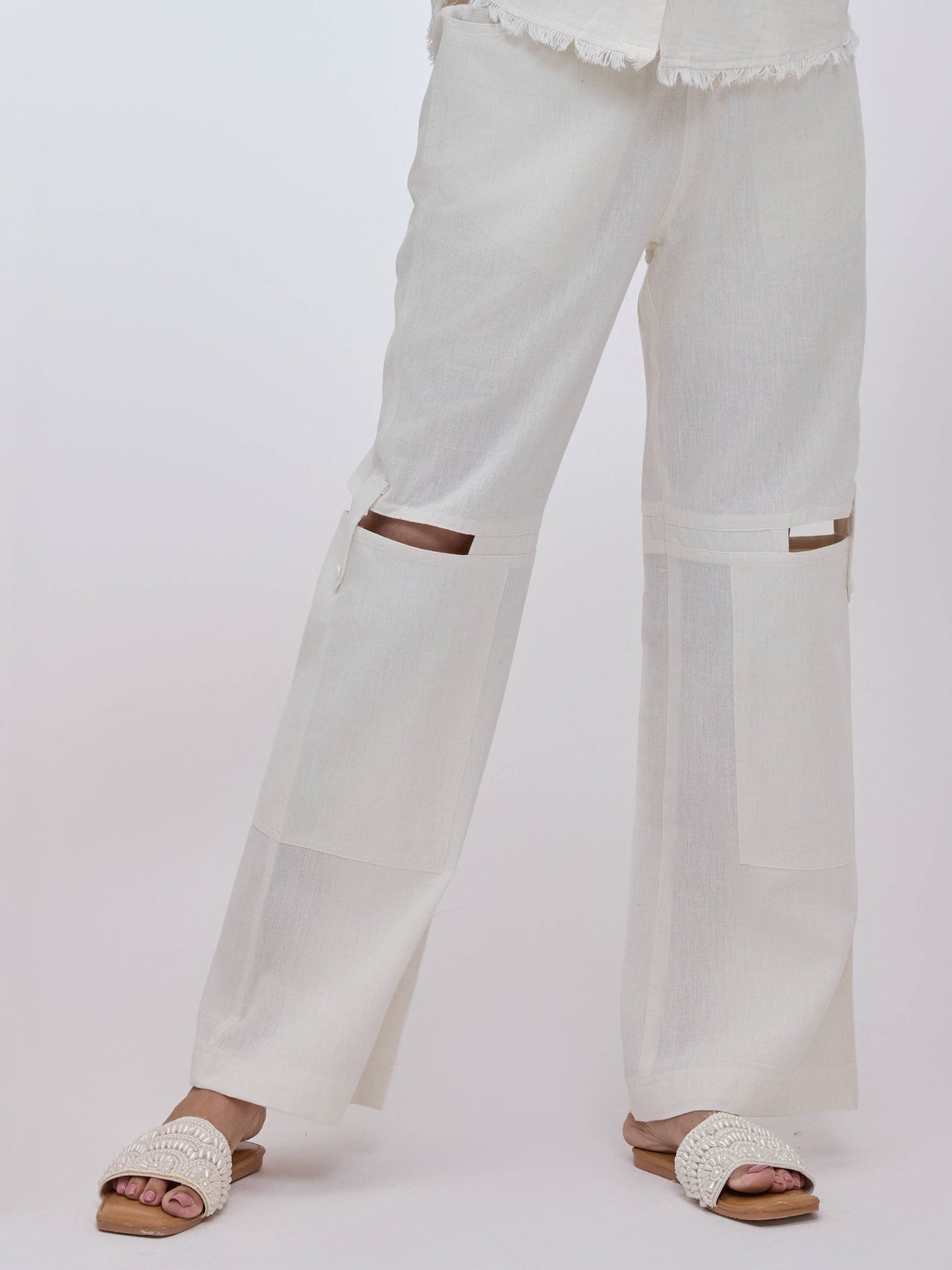 Ivory Cut on Knee Pants