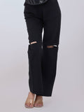 Black Cut on Knee with Mesh Pants