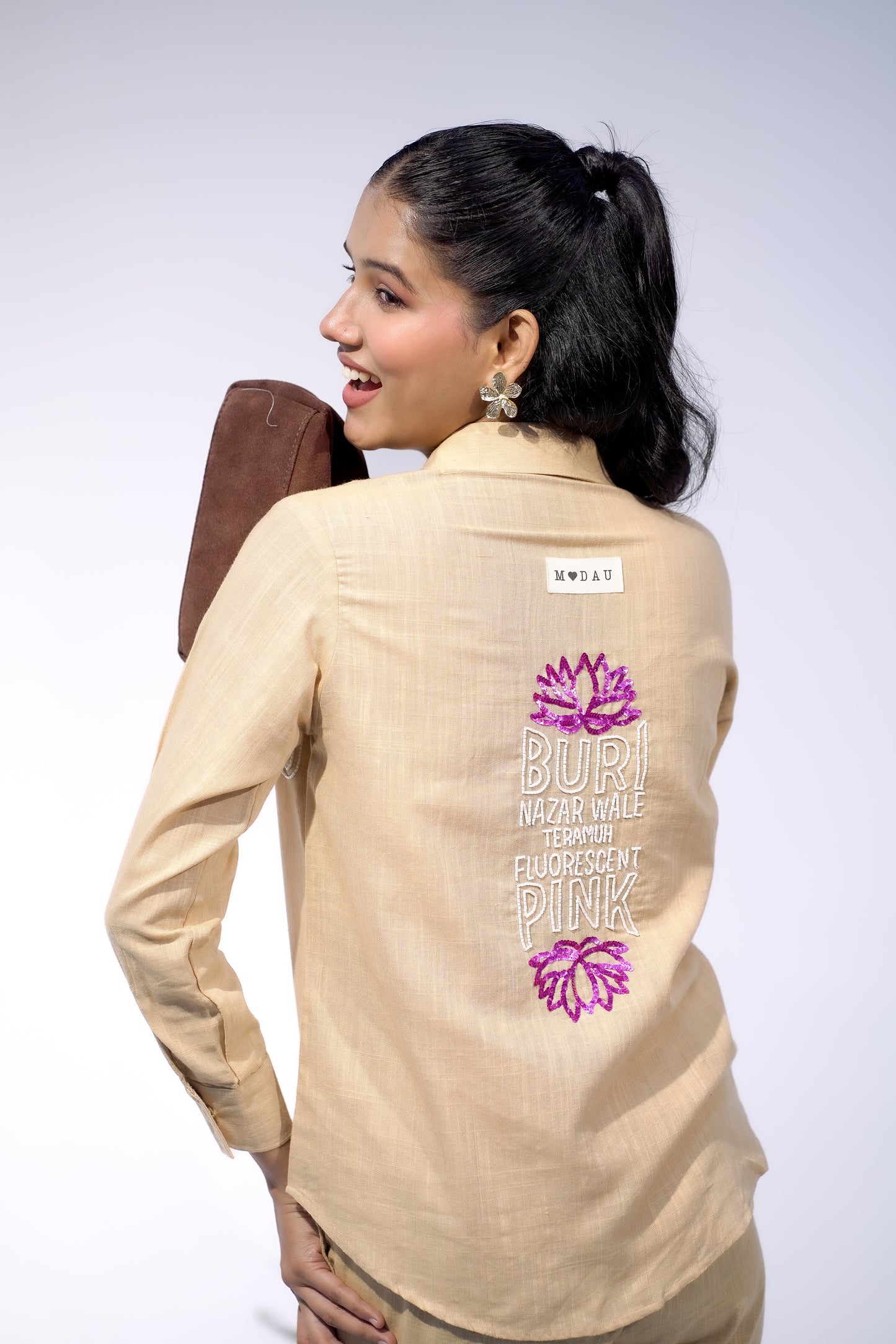 Buri Nazar Bye Bye Shirt in Beige