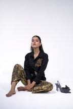 Black Brocade Pant
