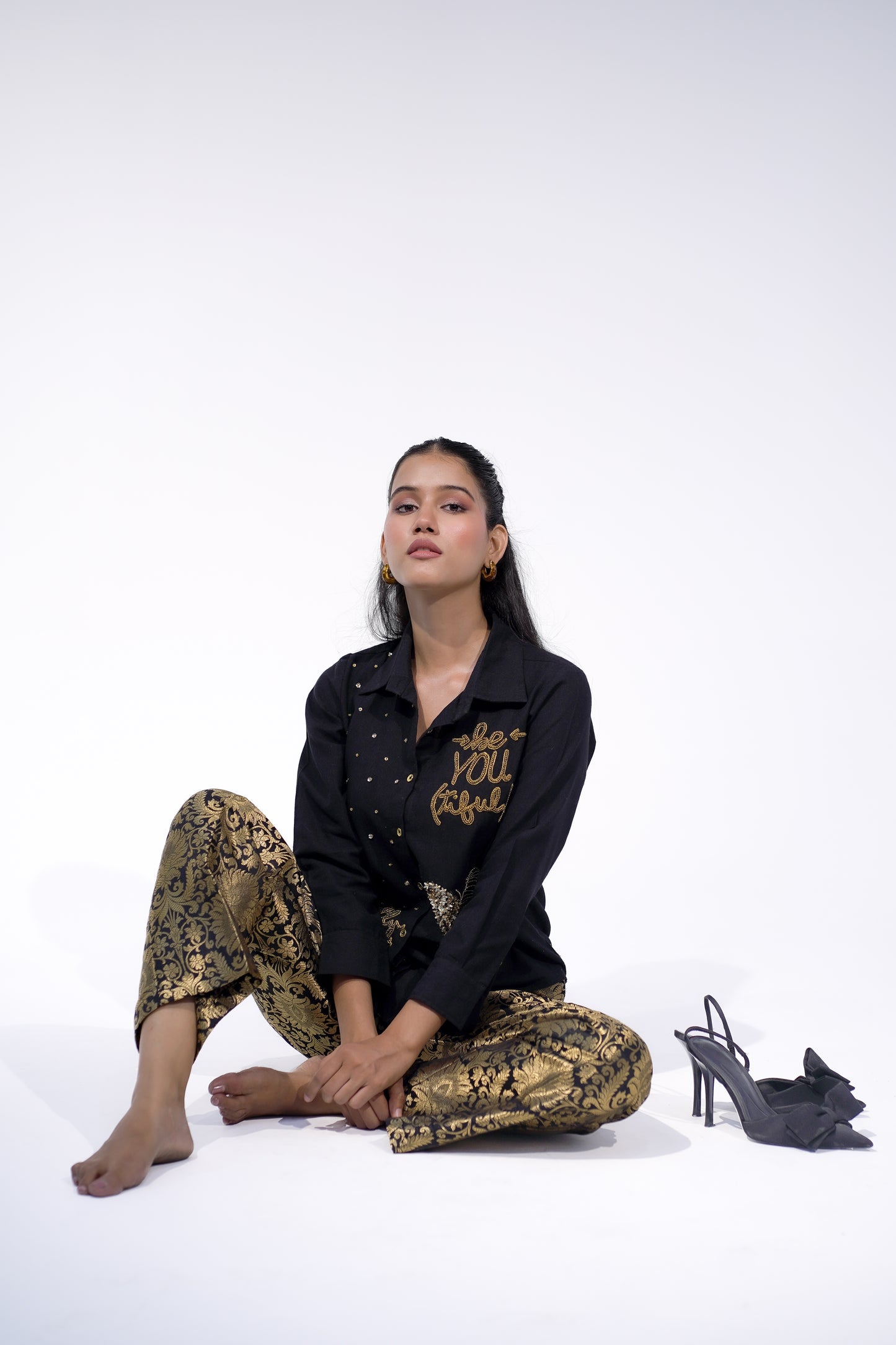 Black Brocade Pant
